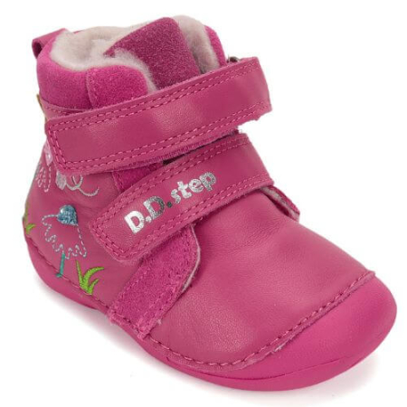 Ghete Fete - Ghete copii fete din piele imblanite DD Step, Roz - W015-52997A