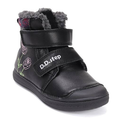 Ghete Fete - Ghete copii fete din piele imblanite DD Step, Negru - W049-52654A
