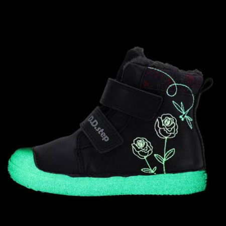 Ghete copii fete din piele imblanite DD Step, Negru - W049-52654A [4]