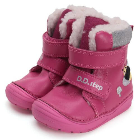 Ghete copii fete din piele imblanite DD Step, Roz - W071-42233B [1]