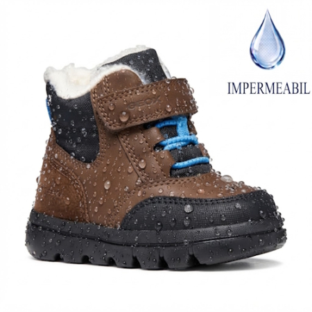 Colecții Noi - Ghete băieți din piele naturală Geox Willaboom, Maro - B365BK_0ME22_C6238