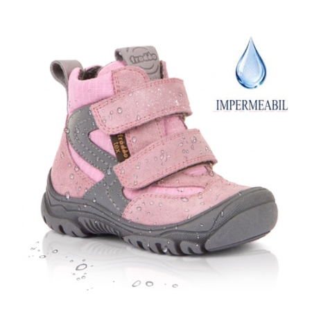 Ghete & Cizme Junior - Ghete copii fete impermeabile din piele si material textil Froddo, Roz - G2110116-5
