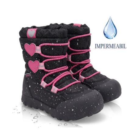 Ghete & Cizme Primii Pași - Ghete copii fete impermeabile si imblanite DD Step, Negru - P079-42468C