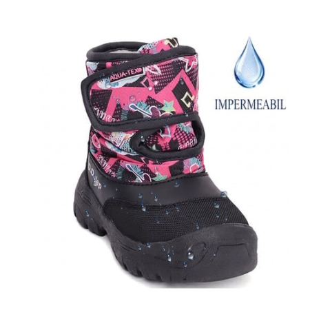 Lichidare DD Step - Ghete copii fete impermeabile si imblanite DD Step, Negru - P081-52502B