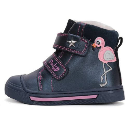 Ghete Fete - Ghete copii fete supinate din piele imblanite Ponte 20, Albastru - DA07-4-2232C