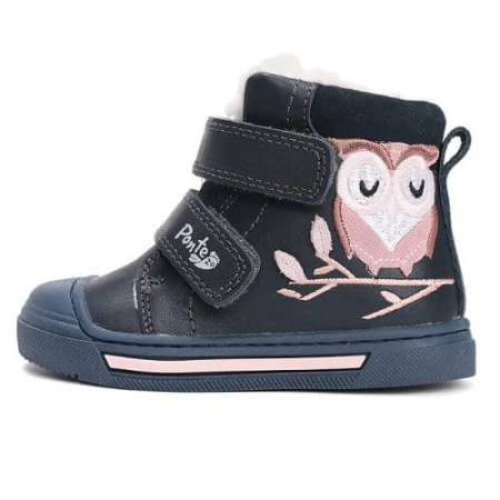 Incaltaminte Fete - Ghete copii fete supinate din piele imblanite Ponte 20, Albastru - DA07-5-2491B