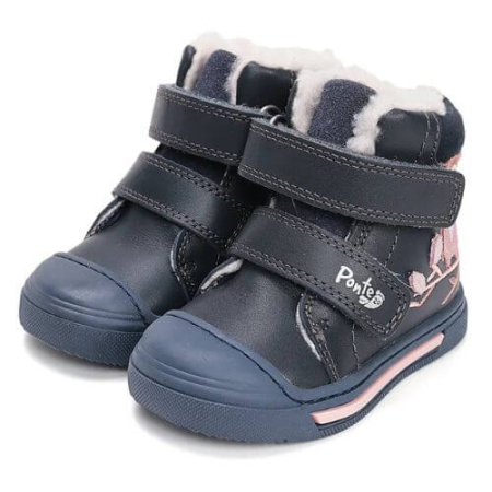 Ghete copii fete supinate din piele imblanite Ponte 20, Albastru - DA07-5-2491B [1]