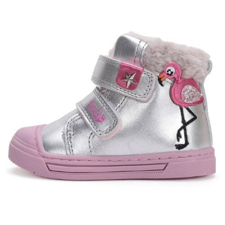 Incaltaminte Fete - Ghete copii fete supinate din piele imblanite Ponte 20, Argintiu - DA07-4-2232B