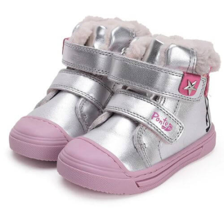 Ghete copii fete supinate din piele imblanite Ponte 20, Argintiu - DA07-4-2232B [1]