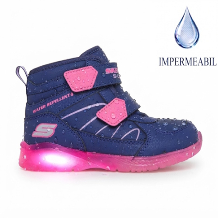 Ghete Fete - Ghete fete cu luminițe Skechers Illumi-Brights, Albastru/Roz - 319310N-NVMT