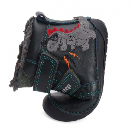 Ghete copii baieti Barefoot din piele imblanite DD Step, Verde - W070-42838A [2]