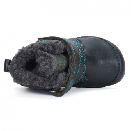 Ghete copii baieti Barefoot din piele imblanite DD Step, Verde - W070-42838A [5]