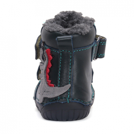 Ghete copii baieti Barefoot din piele imblanite DD Step, Verde - W070-42838A [3]