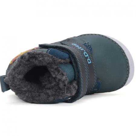 Ghete copii baieti Barefoot din piele imblanite DD Step, Verde - W070-42154 [5]
