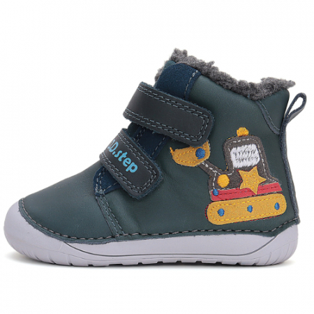 Ghete copii baieti Barefoot din piele imblanite DD Step, Verde - W070-42154 [0]