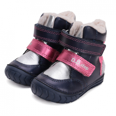 Promotii Ghete Fete - Ghete copii fete din piele imblanite DD Step, Albastru - W029-42392