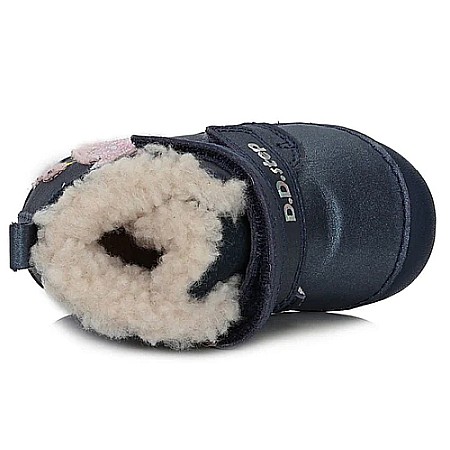 Ghete copii fete din piele imblanite DD Step, Albastru - W015-341A [4]