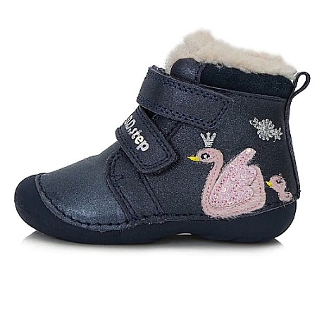 Ghete copii fete din piele imblanite DD Step, Albastru - W015-341A [0]