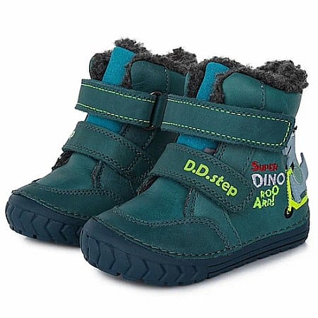 Ghete Baieti - Ghete copii baieti din piele imblanite DD Step, Verde - W029-394B