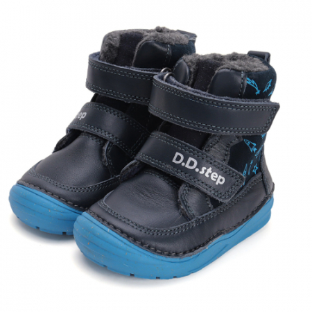 Ghete copii baieti din piele imblanite DD Step, Albastru - W071-42680B [0]