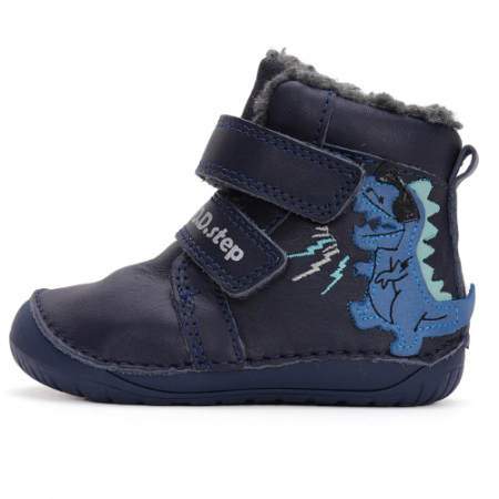 Ghete copii baieti Barefoot din piele imblanite DD Step, Albastru - W070-42838