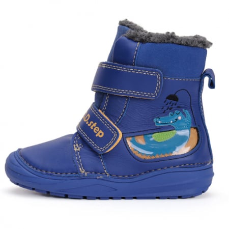 Ghete Baieti - Ghete copii baieti din piele imblanite DD Step, Albastru - W071-42421A