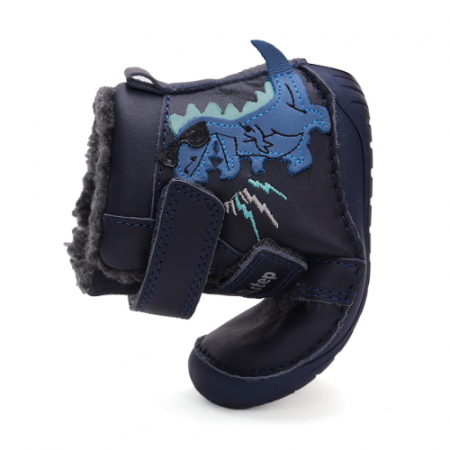 Ghete copii baieti Barefoot din piele imblanite DD Step, Albastru - W070-42838 [1]