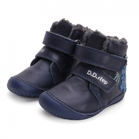 Ghete copii baieti Barefoot din piele imblanite DD Step, Albastru - W070-42838 [2]