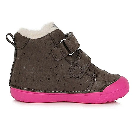 Ghete copii fete din piele imblanite DD Step, Maro - W066-352 [2]