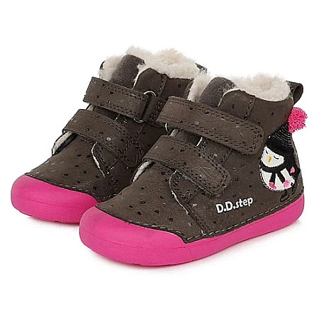 Ghete copii fete din piele imblanite DD Step, Maro - W066-352 [1]