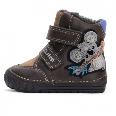 Ghete copii baieti din piele imblanite DD Step, Maro - W029-42498A [0]