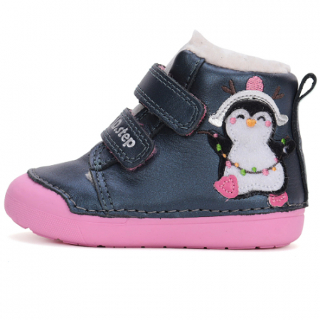 Ghete copii fete din piele imblanite DD Step, Albastru - W066-42268 [0]