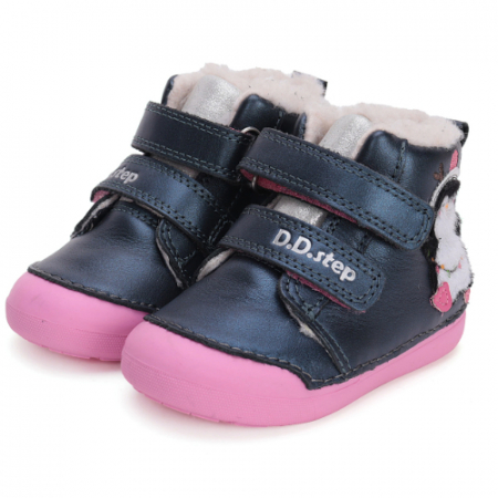 Ghete copii fete din piele imblanite DD Step, Albastru - W066-42268 [1]