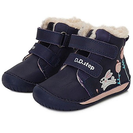 Ghete copii fete din piele imblanite DD Step, Albastru - W070-337B [0]