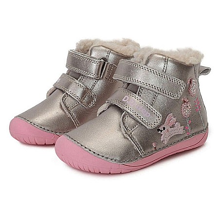 Ghete copii fete îmblănite din piele DD Step, Argintiu - W070- 337C [1]