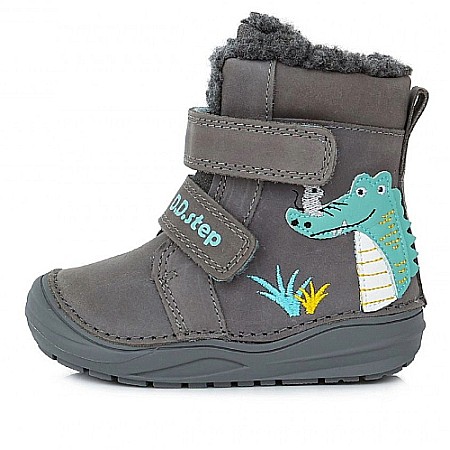 Ghete copii baieti din piele imblanite DD Step, Gri - W071-318B [0]