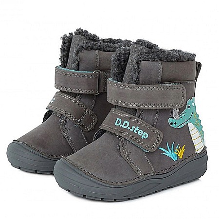 Ghete copii baieti din piele imblanite DD Step, Gri - W071-318B [1]