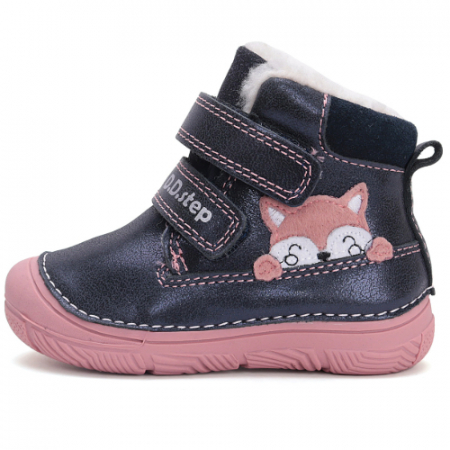 Ghete copii fete din piele imblanite DD Step, Albastru - W082-42774 [0]