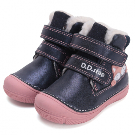 Ghete copii fete din piele imblanite DD Step, Albastru - W082-42774 [1]