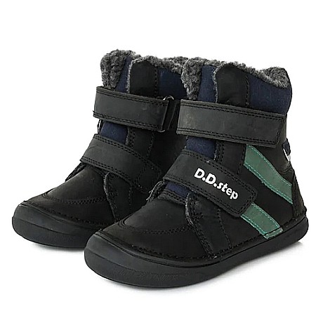 Ghete copii baieti din piele imblanite DD Step, Negru - W078-382 [0]