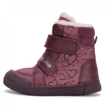 Ghete Fete - Ghete copii fete din piele imblanite DD Step, Roz - W068-42589