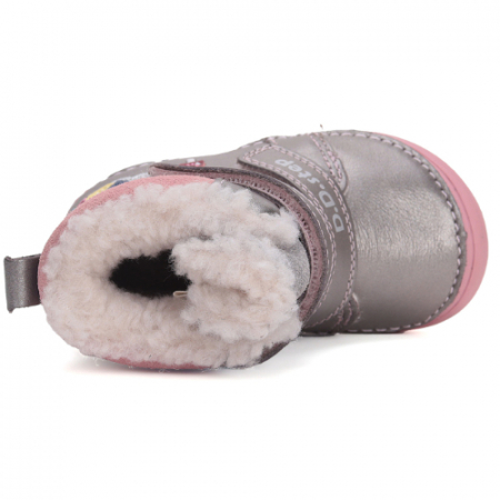 Ghete copii fete din piele imblanite DD Step, Argintiu - W071-42233A [4]
