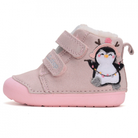 Ghete Fete - Ghete copii fete din piele imblanite DD Step, Roz - W066-42268A