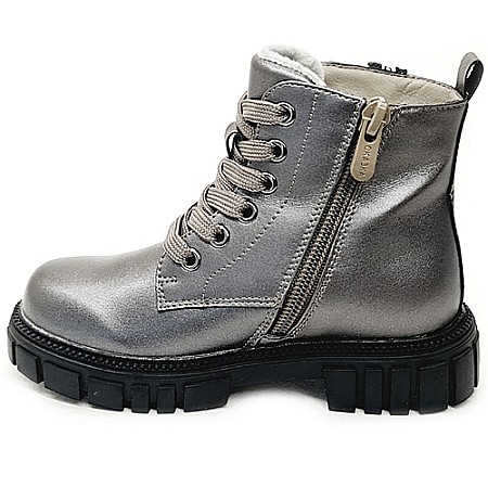 Ghete copii fete din piele imblanite WeeStep, Argintiu - R577965619 TH [1]