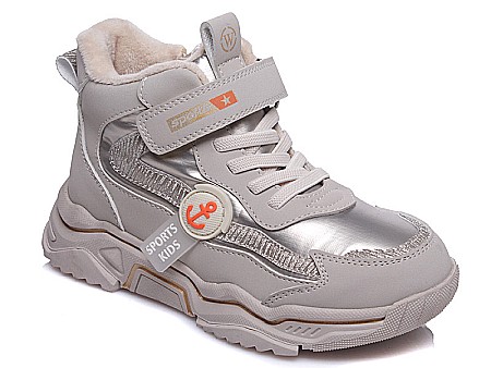 Ghete Fete - Ghete copii fete din piele imblanite WeeStep, Gri - R553255822AP