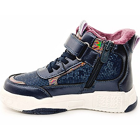 Ghete copii fete din piele imblanite WeeStep, Albastru - R567765630 DB [1]