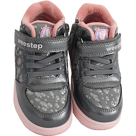 Ghete copii fete din piele imblanite WeeStep, Argintiu - R906765208  TH [3]