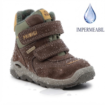 Incaltaminte Copii - Ghete Gore-Tex băieți din piele îmblănite Primigi, Maro - 8863711
