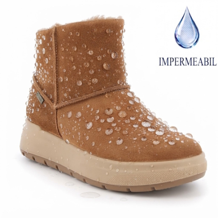 Ghete Fete - Ghete Gore-Tex fete din piele îmblănite Primigi, Maro - 8875400