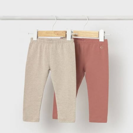 Pantaloni Fete - Set Pantaloni lungi din bumbac pentru fete Mayoral, Gri + Roz - 702-85